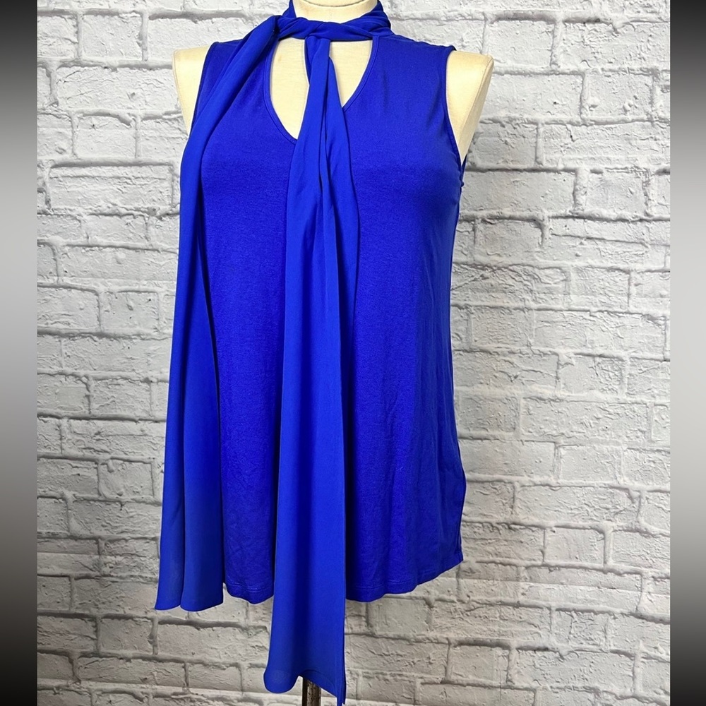 Vince Camuto royal blue sleeveless scarf neck top medium